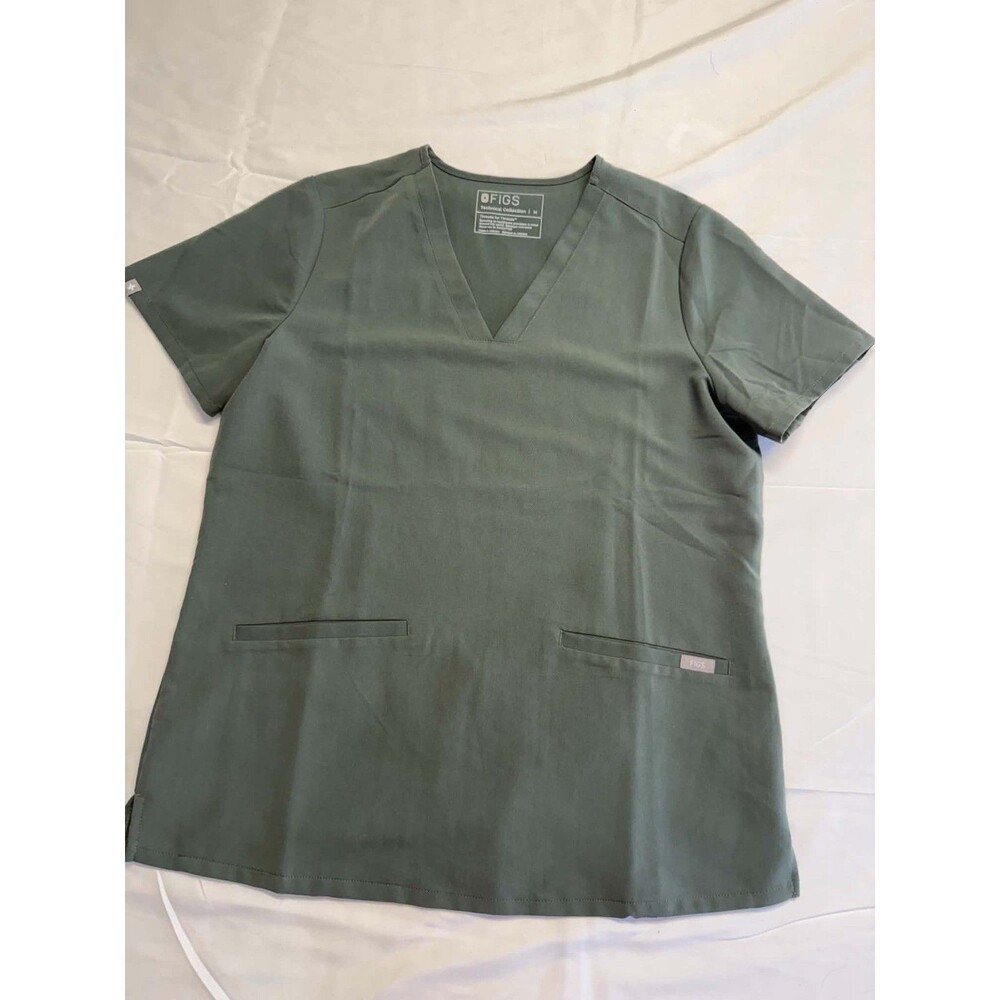 FIGS Technical Collection Women's Gray Scrub Top Size M Polyester Solid